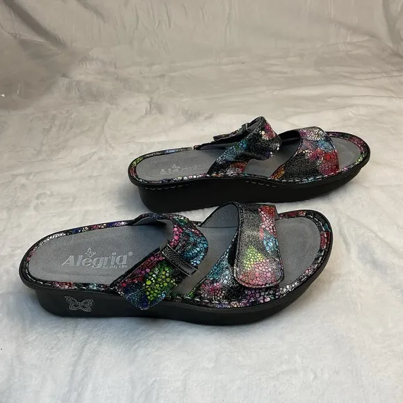 ALEGRIA Karmen Bubblish KAR-137 Multi-Color Slip On Slide Sandal Girls 4 W 5.5