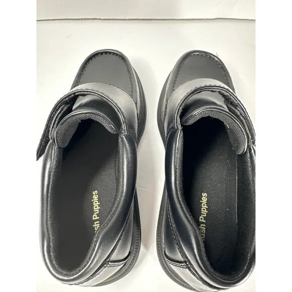 Hush Puppies Men's GIL Black H18800 Leather Hook &amp; Loop Strap Sneaker Shoes 7.5