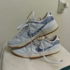 Mens Nike Dunk Low Americana Washed Denim White Blue FN6881-100 Sneakers Sz 10.5
