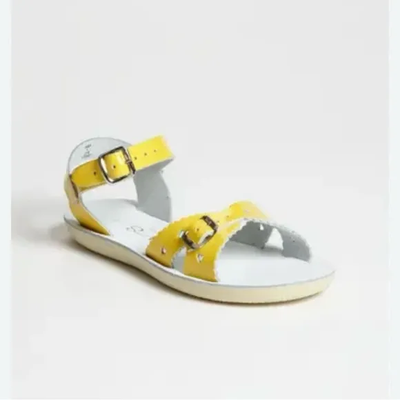 Salt Water Sandals by Hoy Sun San Sweetheart in Patent Leather Yellow