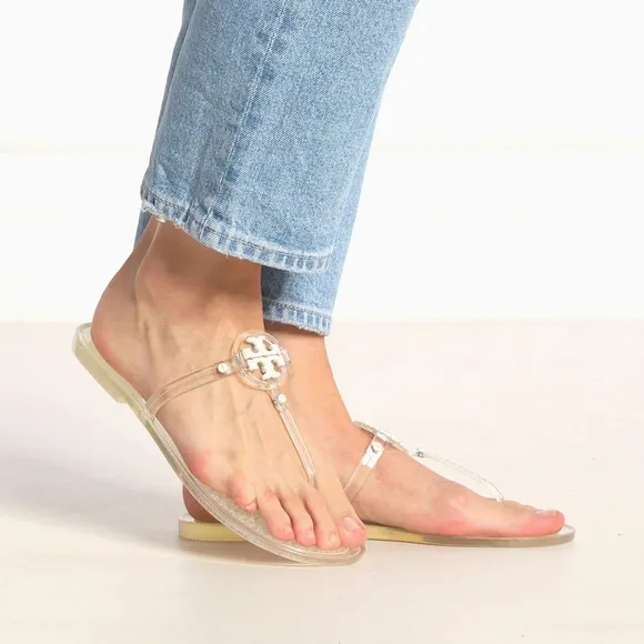 Tory Burch Mini Miller Jelly Thong Flip Flop Sandals Ivory White - sz 7
