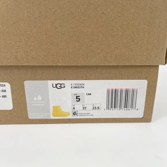 Ugg Drizlita Rain Boots Yellow Sherpa Lined Waterproof Shoes Boys Girls Unisex