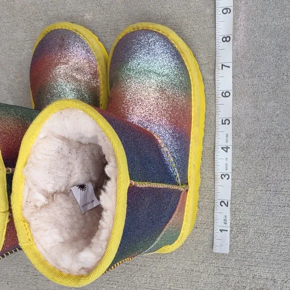 UGG Girls Size 12 Classic II Glitter Rainbow Shearling Lined Boots